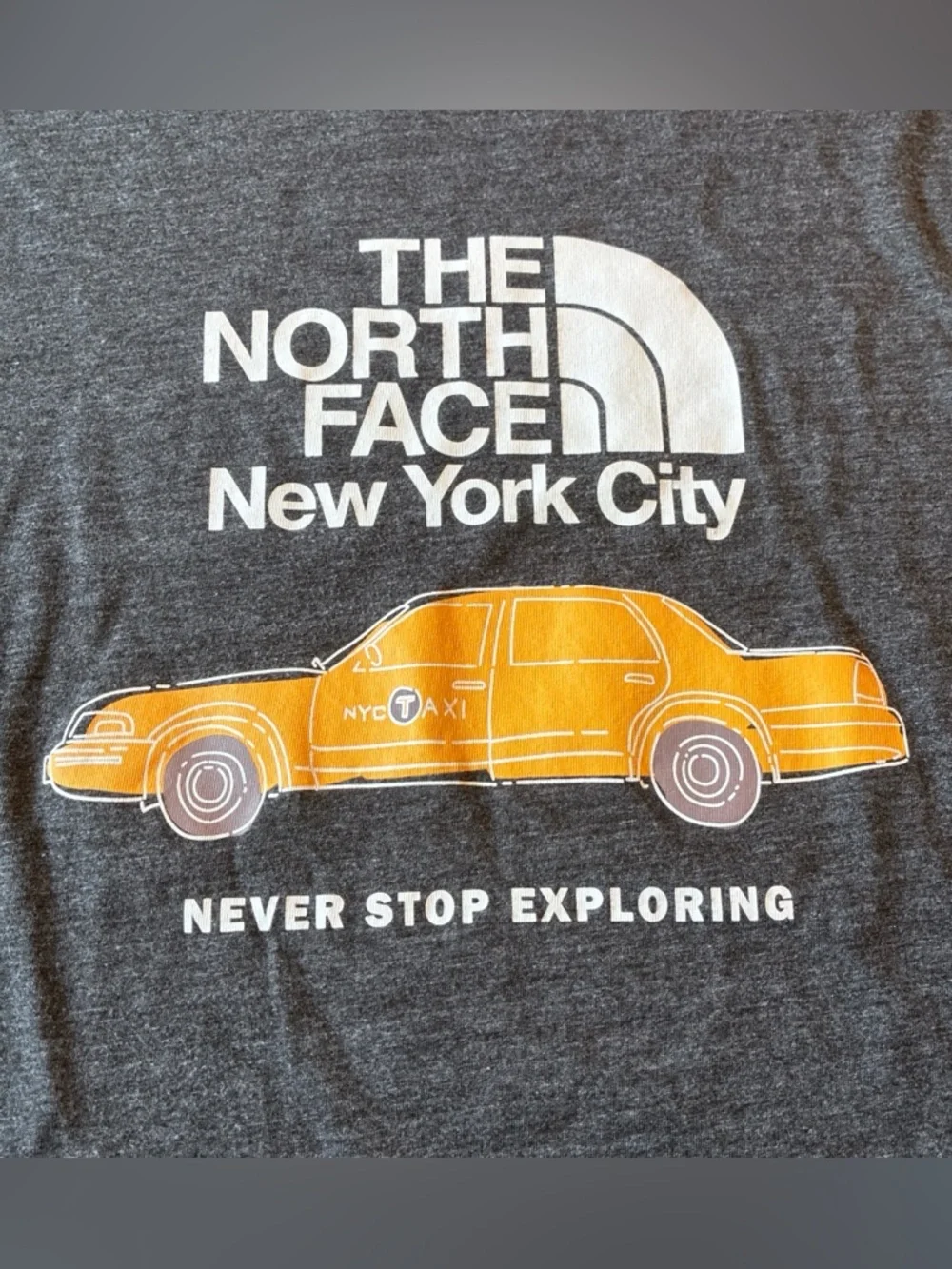 The North Face women Gray T-Shirt with Yellow Taxi Graphic - Picture 2 of 5